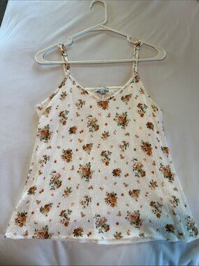 white birch Cream Floral Spaghetti Strap Tank